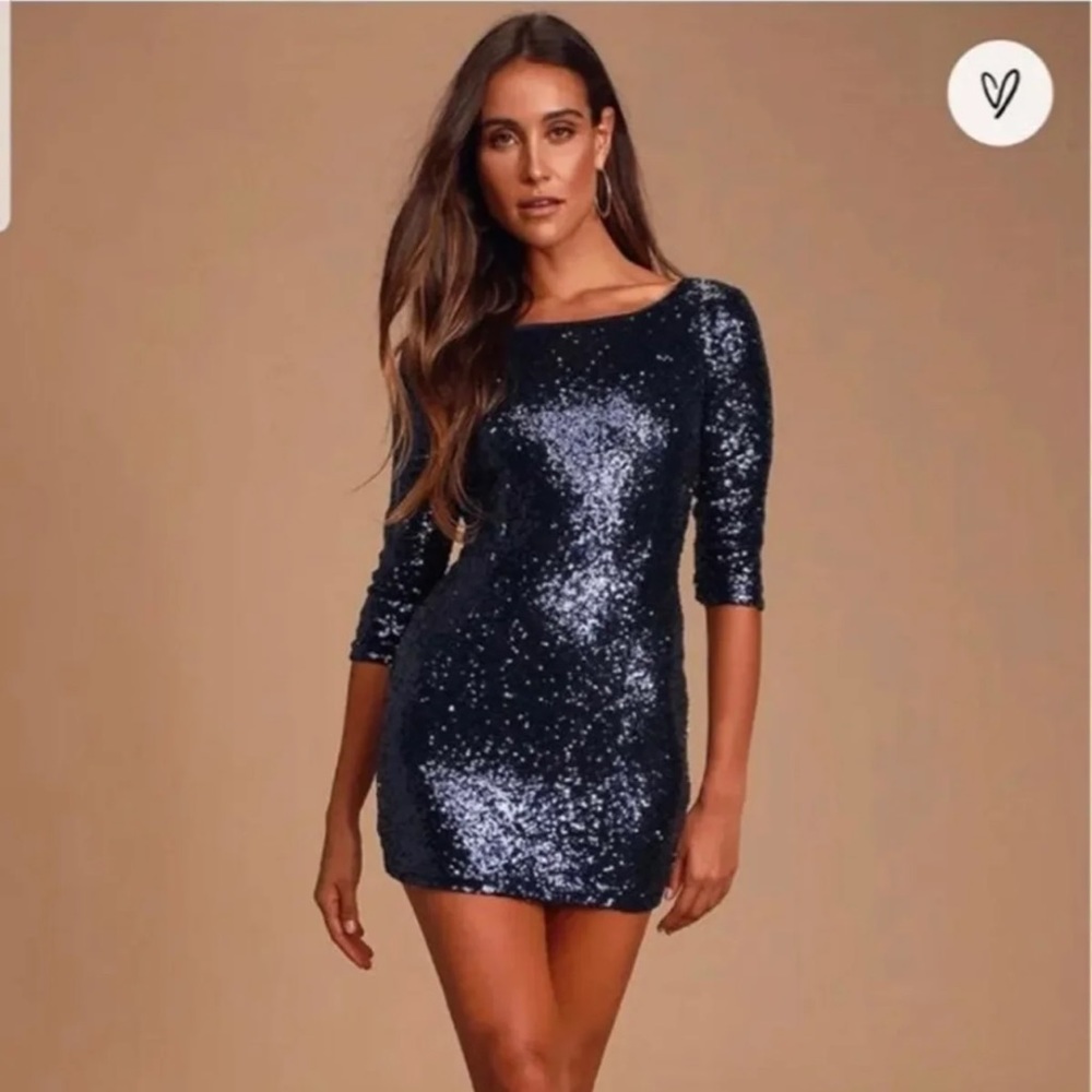 Lulus Navy Blue Sequin Dress